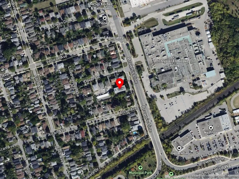 RentSafeTO apartment evaluation satellite view of 100 BROWNS LINE in Etobicoke-Lakeshore, Toronto