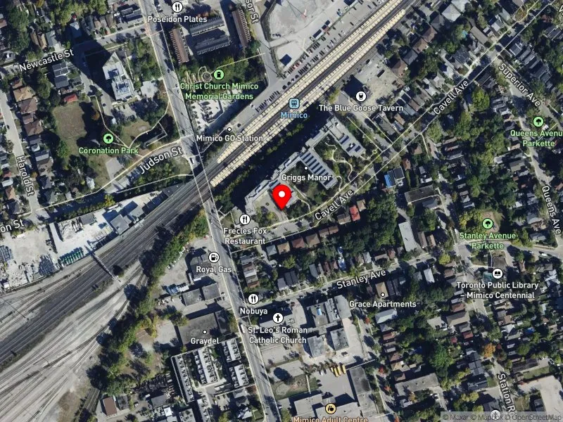 RentSafeTO apartment evaluation satellite view of 100 CAVELL AVE in Etobicoke-Lakeshore, Toronto