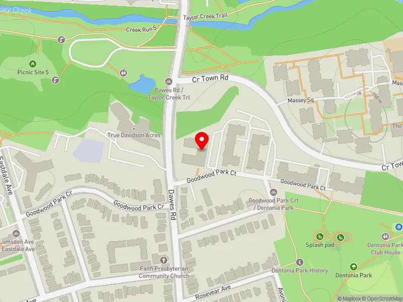 RentSafeTO apartment evaluation map view of 100 GOODWOOD PARK CRT in Beaches-East York, Toronto