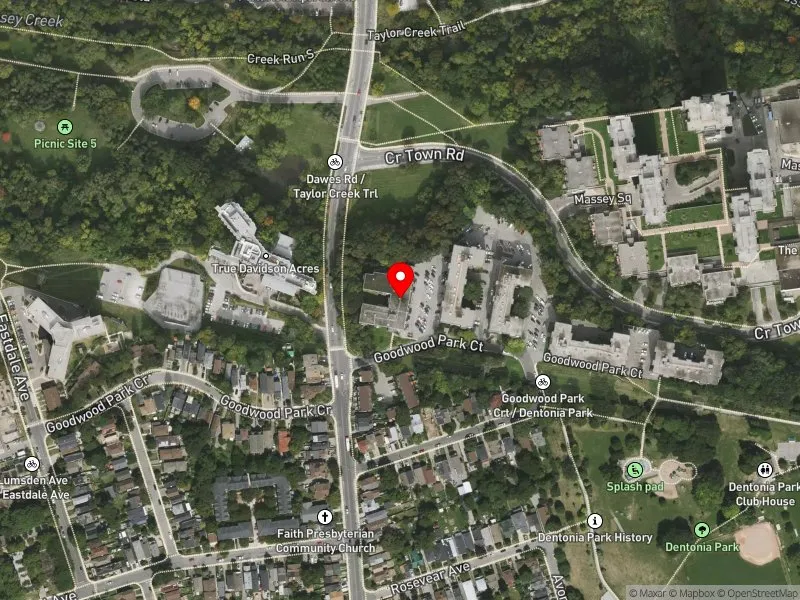 RentSafeTO apartment evaluation satellite view of 100 GOODWOOD PARK CRT in Beaches-East York, Toronto