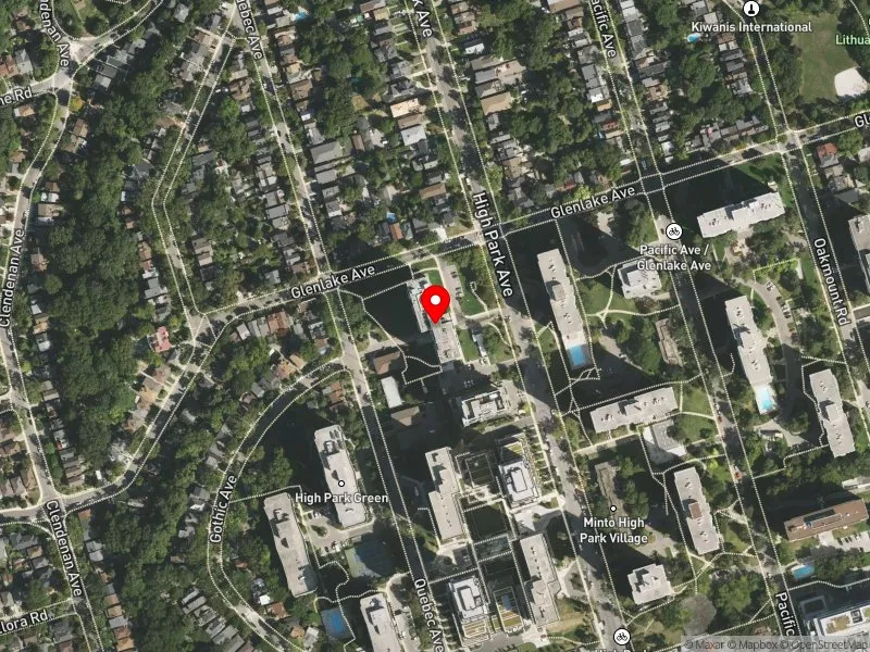 RentSafeTO apartment evaluation satellite view of 100 HIGH PARK AVE in Parkdale-High Park, Toronto