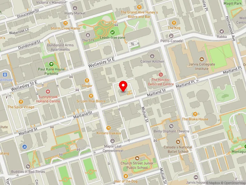RentSafeTO apartment evaluation map view of 100 MAITLAND ST in Toronto Centre, Toronto