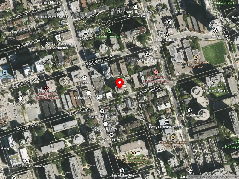 RentSafeTO apartment evaluation satellite view of 100 MAITLAND ST in Toronto Centre, Toronto
