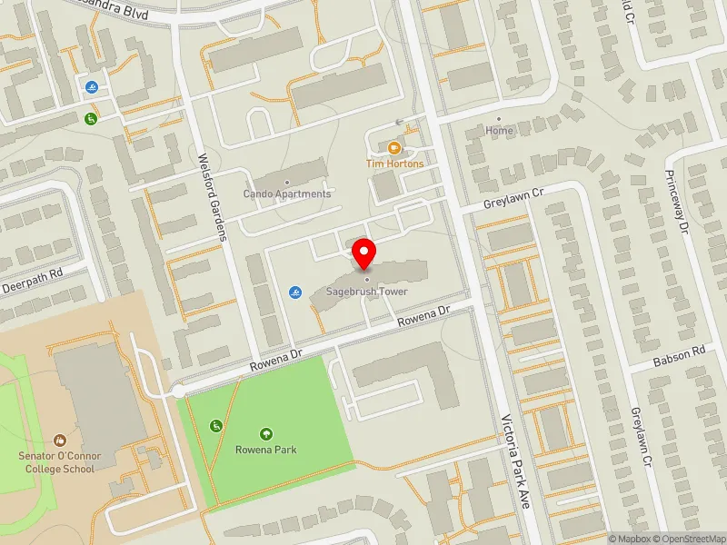 RentSafeTO apartment evaluation map view of 100 ROWENA DR in Don Valley East, Toronto