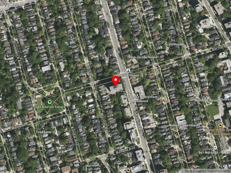 RentSafeTO apartment evaluation satellite view of 100 SPADINA RD in University-Rosedale, Toronto