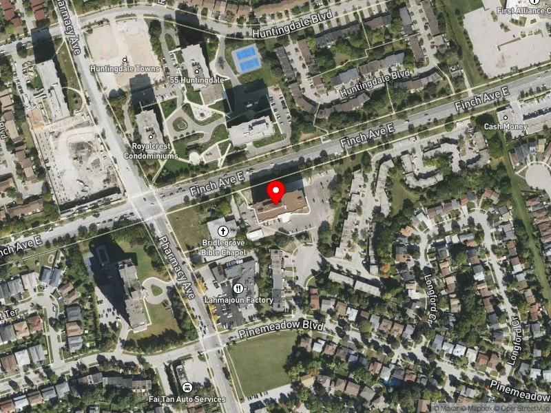 RentSafeTO apartment evaluation satellite view of 100 SPRUCEWOOD CRT in Scarborough-Agincourt, Toronto