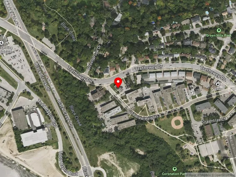 RentSafeTO apartment evaluation satellite view of 100 TRETHEWEY DR in York South-Weston, Toronto
