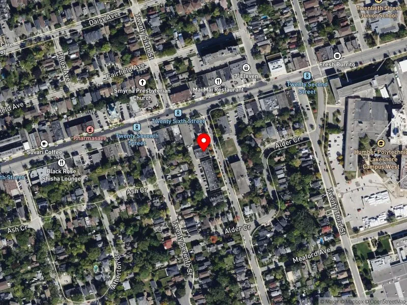 RentSafeTO apartment evaluation satellite view of 100 TWENTY FIFTH ST in Etobicoke-Lakeshore, Toronto