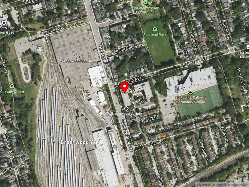 RentSafeTO apartment evaluation satellite view of 100 UNITY RD in Toronto-Danforth, Toronto