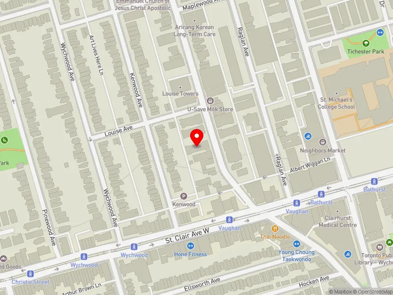 RentSafeTO apartment evaluation map view of 100 VAUGHAN RD in Toronto-St. Paul's, Toronto