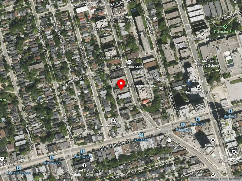 RentSafeTO apartment evaluation satellite view of 100 VAUGHAN RD in Toronto-St. Paul's, Toronto