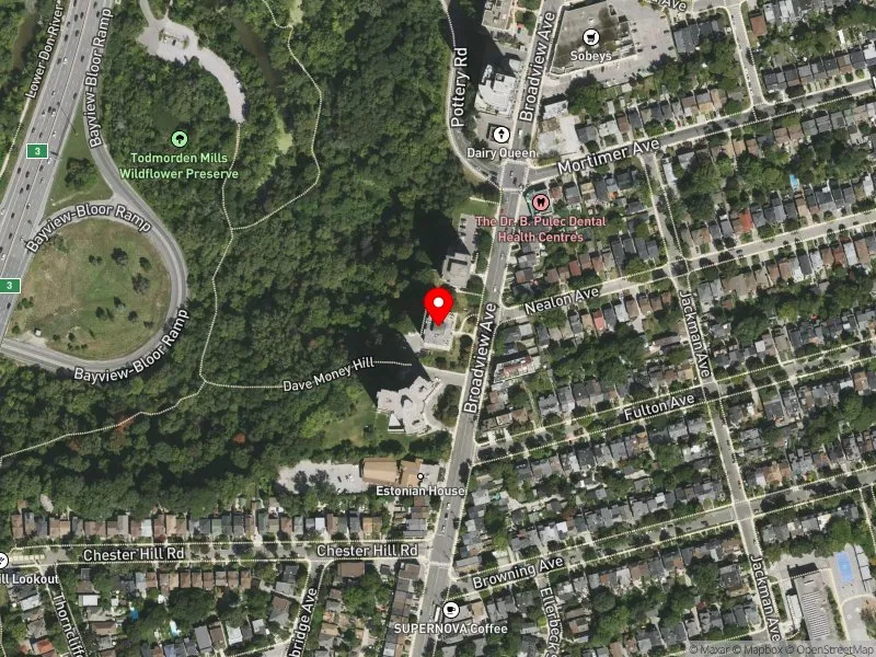 RentSafeTO apartment evaluation satellite view of 1000 BROADVIEW AVE in Toronto-Danforth, Toronto