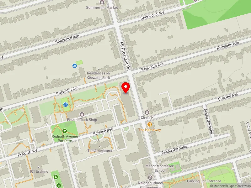 RentSafeTO apartment evaluation map view of 1000 MOUNT PLEASANT RD in Don Valley West, Toronto