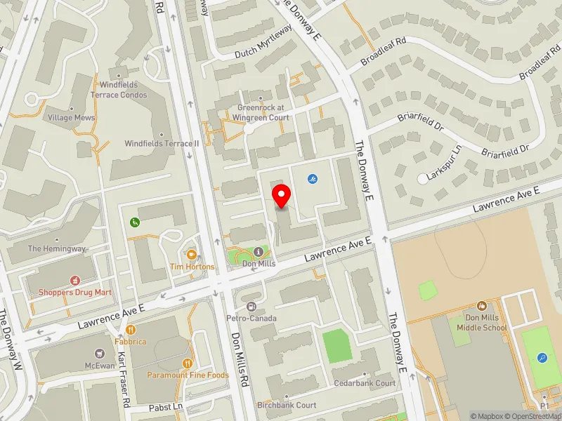 RentSafeTO apartment evaluation map view of 1002 LAWRENCE AVE E in Don Valley East, Toronto