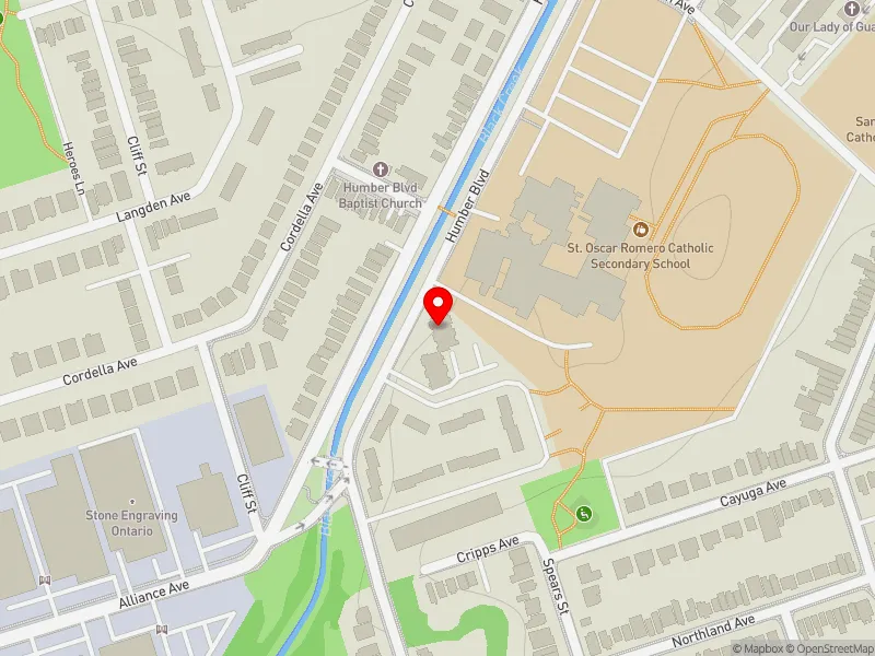 RentSafeTO apartment evaluation map view of 101 HUMBER BLVD in York South-Weston, Toronto