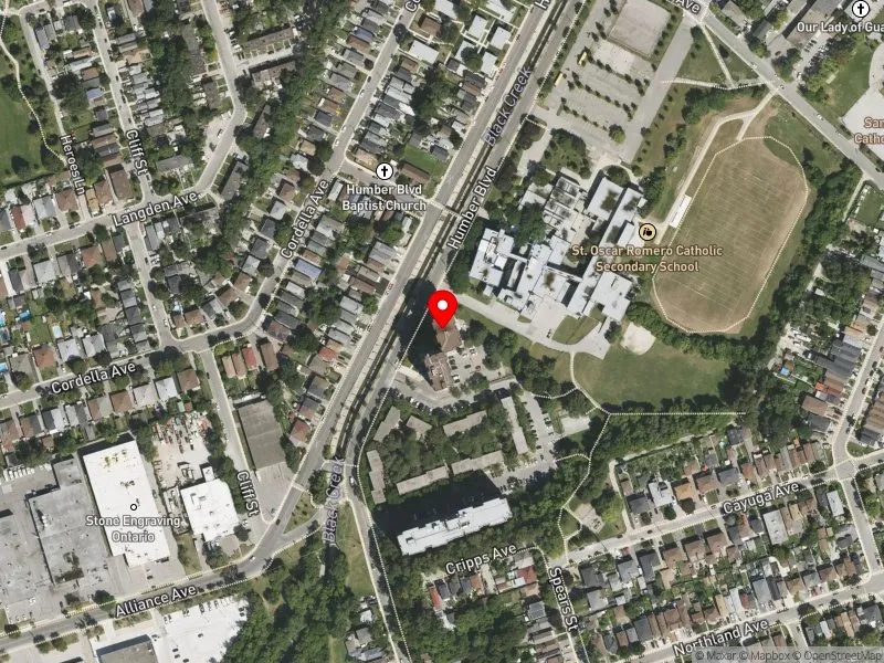 RentSafeTO apartment evaluation satellite view of 101 HUMBER BLVD in York South-Weston, Toronto