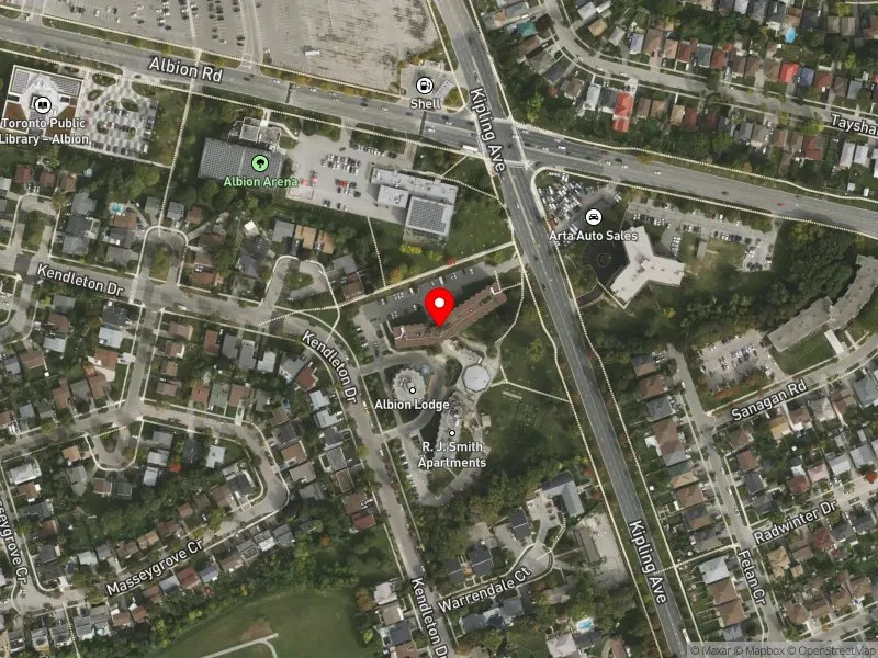 RentSafeTO apartment evaluation satellite view of 101 KENDLETON DR in Etobicoke North, Toronto