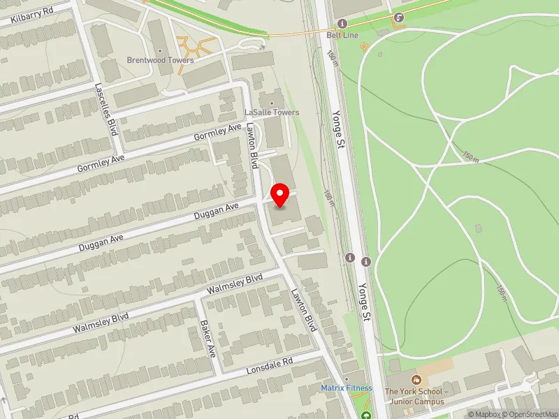 RentSafeTO apartment evaluation map view of 101 LAWTON BLVD in Toronto-St. Paul's, Toronto