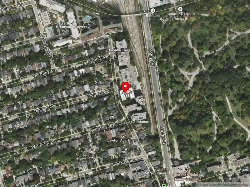 RentSafeTO apartment evaluation satellite view of 101 LAWTON BLVD in Toronto-St. Paul's, Toronto