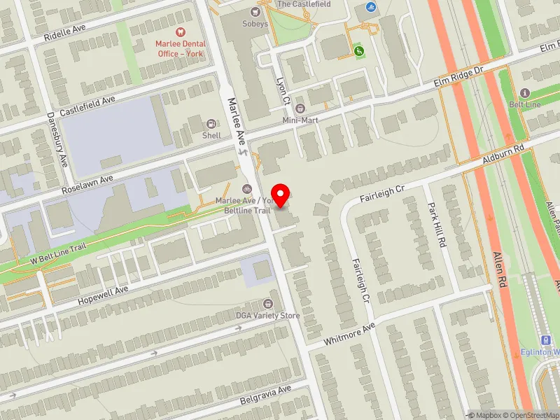 RentSafeTO apartment evaluation map view of 101 MARLEE AVE in Eglinton-Lawrence, Toronto
