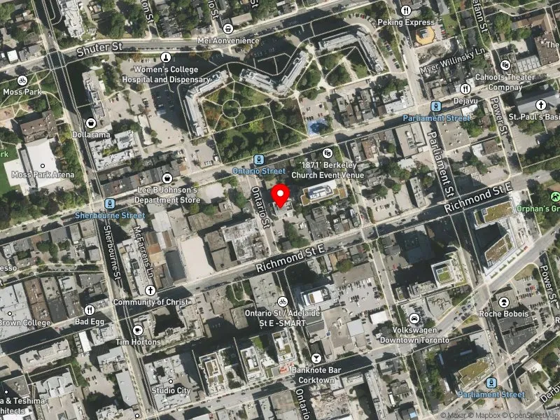 RentSafeTO apartment evaluation satellite view of 101 ONTARIO ST in Toronto Centre, Toronto
