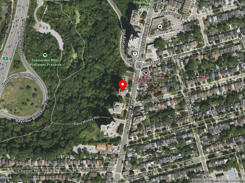 RentSafeTO apartment evaluation satellite view of 1010 BROADVIEW AVE in Toronto-Danforth, Toronto