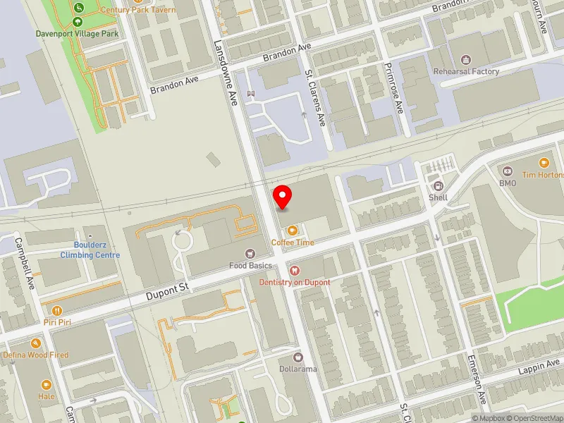 RentSafeTO apartment evaluation map view of 1011 LANSDOWNE AVE in Davenport, Toronto