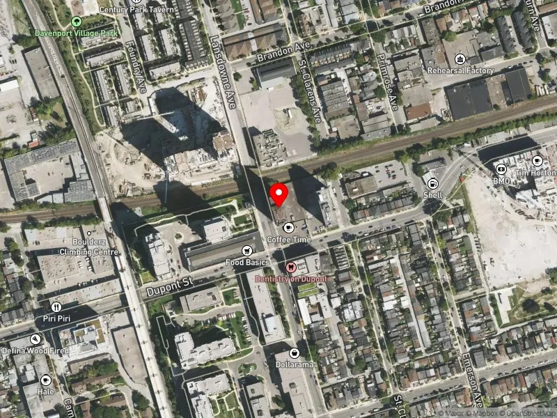RentSafeTO apartment evaluation satellite view of 1011 LANSDOWNE AVE in Davenport, Toronto
