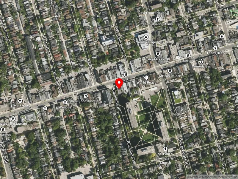 RentSafeTO apartment evaluation satellite view of 1019 BLOOR ST W in Davenport, Toronto
