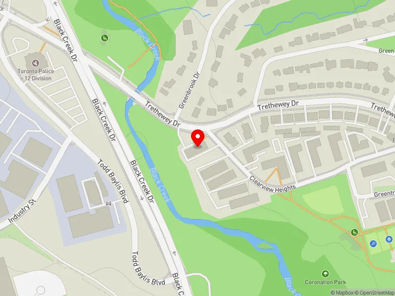 RentSafeTO apartment evaluation map view of 102 TRETHEWEY DR in York South-Weston, Toronto