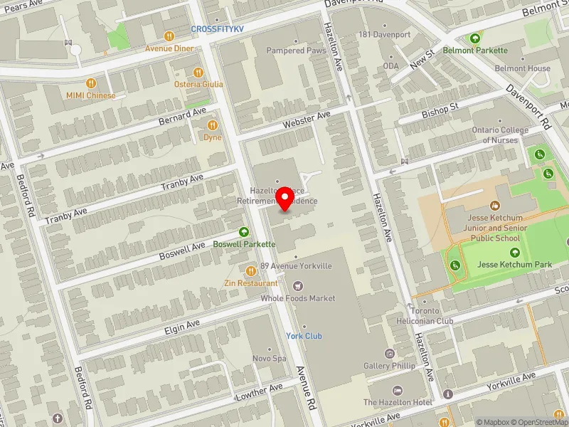 RentSafeTO apartment evaluation map view of 103 AVENUE RD in University-Rosedale, Toronto