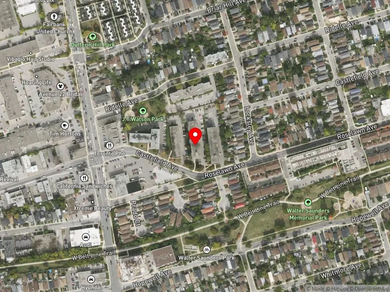 RentSafeTO apartment evaluation satellite view of 1030 CASTLEFIELD AVE in Eglinton-Lawrence, Toronto