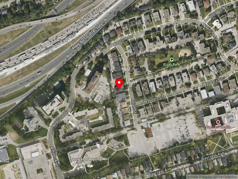 RentSafeTO apartment evaluation satellite view of 104 RAJAH ST in Eglinton-Lawrence, Toronto