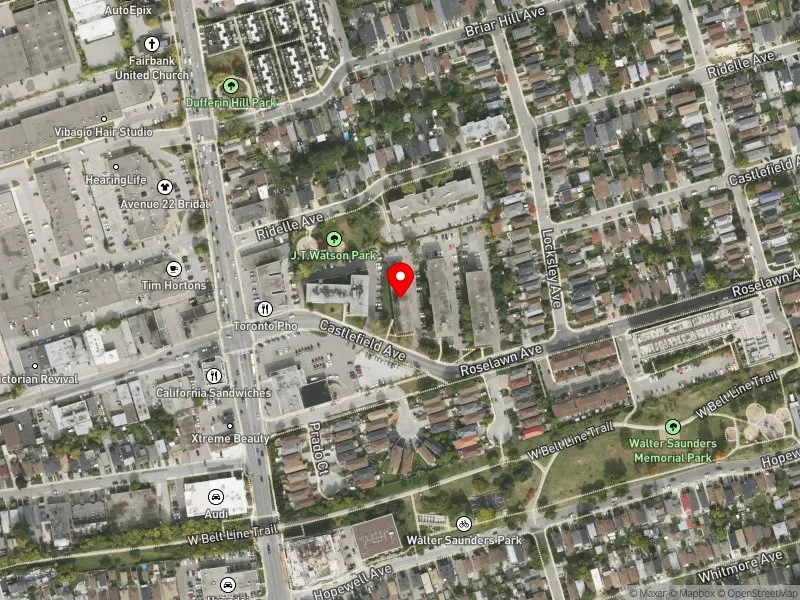 RentSafeTO apartment evaluation satellite view of 1040 CASTLEFIELD AVE in Eglinton-Lawrence, Toronto