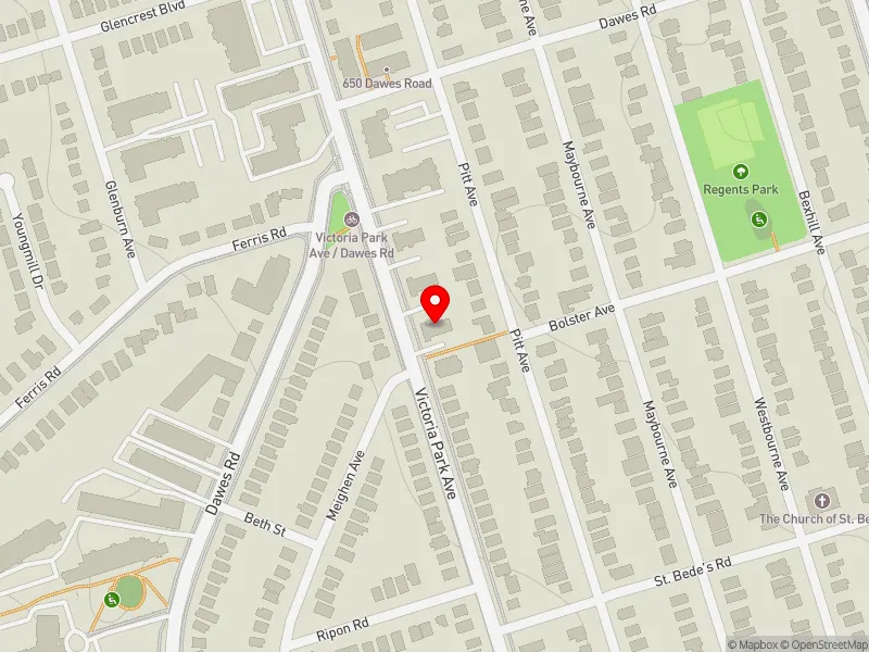 RentSafeTO apartment evaluation map view of 1043 VICTORIA PARK AVE in Scarborough Southwest, Toronto