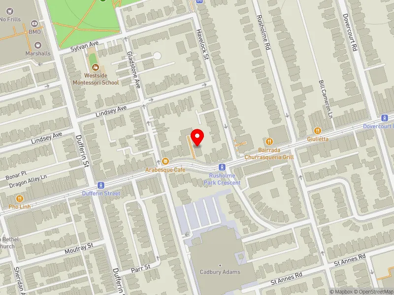 RentSafeTO apartment evaluation map view of 1044 COLLEGE ST in Davenport, Toronto