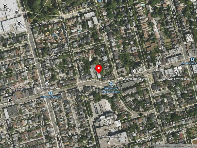 RentSafeTO apartment evaluation satellite view of 1044 COLLEGE ST in Davenport, Toronto