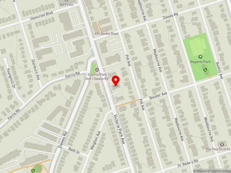RentSafeTO apartment evaluation map view of 1047 VICTORIA PARK AVE in Scarborough Southwest, Toronto