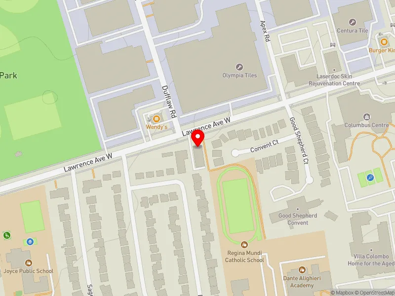 RentSafeTO apartment evaluation map view of 1049 LAWRENCE AVE W in Eglinton-Lawrence, Toronto