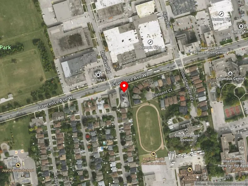 RentSafeTO apartment evaluation satellite view of 1049 LAWRENCE AVE W in Eglinton-Lawrence, Toronto