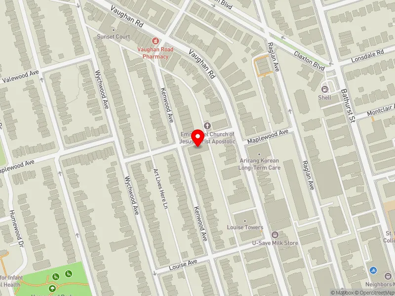 RentSafeTO apartment evaluation map view of 105 KENWOOD AVE in Toronto-St. Paul's, Toronto