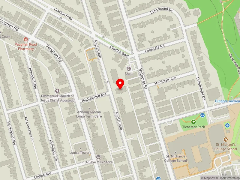 RentSafeTO apartment evaluation map view of 105 RAGLAN AVE in Toronto-St. Paul's, Toronto