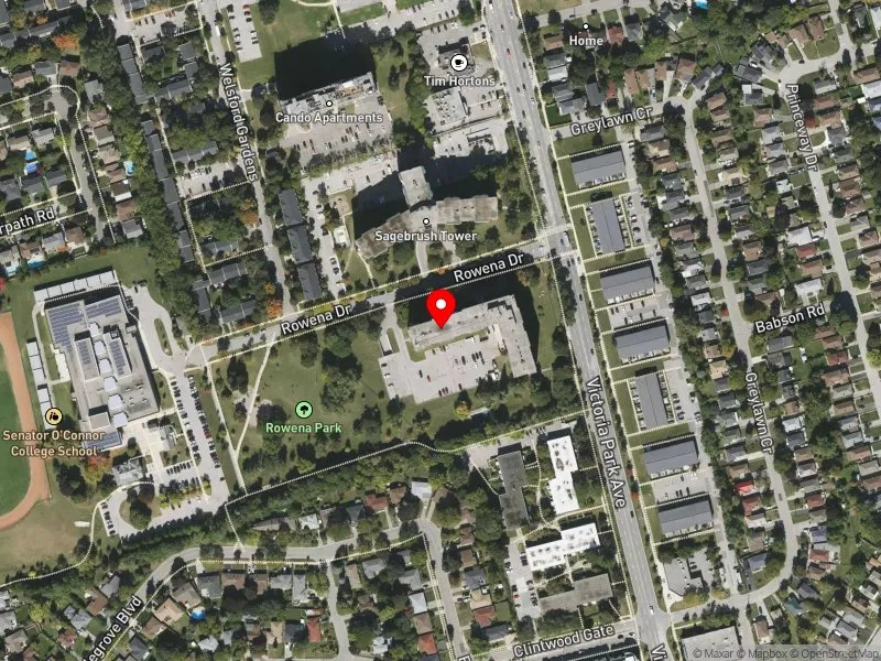 RentSafeTO apartment evaluation satellite view of 105 ROWENA DR in Don Valley East, Toronto