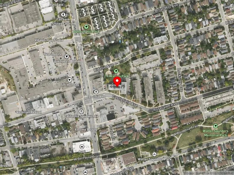 RentSafeTO apartment evaluation satellite view of 1050 CASTLEFIELD AVE in Eglinton-Lawrence, Toronto
