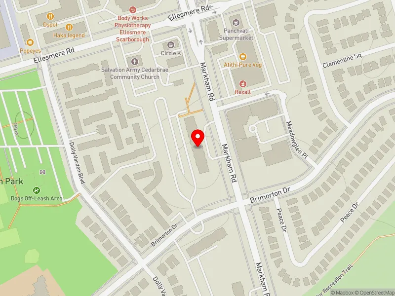 RentSafeTO apartment evaluation map view of 1050 MARKHAM RD in Scarborough-Guildwood, Toronto