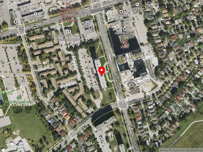 RentSafeTO apartment evaluation satellite view of 1050 MARKHAM RD in Scarborough-Guildwood, Toronto