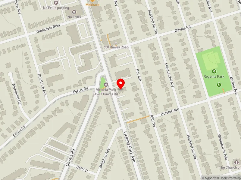 RentSafeTO apartment evaluation map view of 1051 VICTORIA PARK AVE in Scarborough Southwest, Toronto