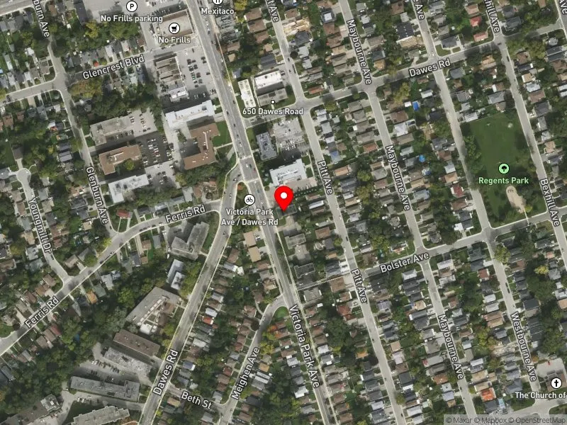 RentSafeTO apartment evaluation satellite view of 1051 VICTORIA PARK AVE in Scarborough Southwest, Toronto