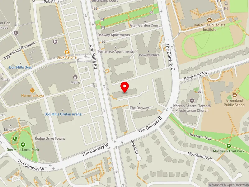 RentSafeTO apartment evaluation map view of 1053 DON MILLS RD in Don Valley East, Toronto