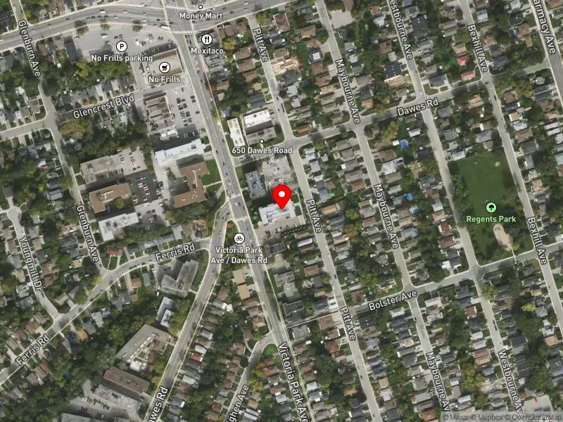RentSafeTO apartment evaluation satellite view of 1055 VICTORIA PARK AVE in Scarborough Southwest, Toronto
